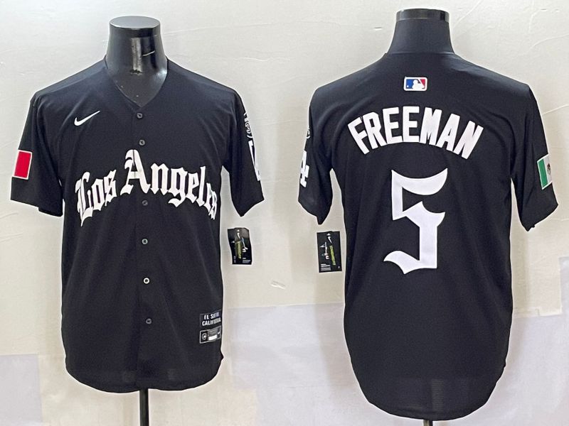 Men Los Angeles Dodgers #5 Freeman Black Five generations Joint Name 2025 Nike MLB Jersey style 1->los angeles dodgers->MLB Jersey